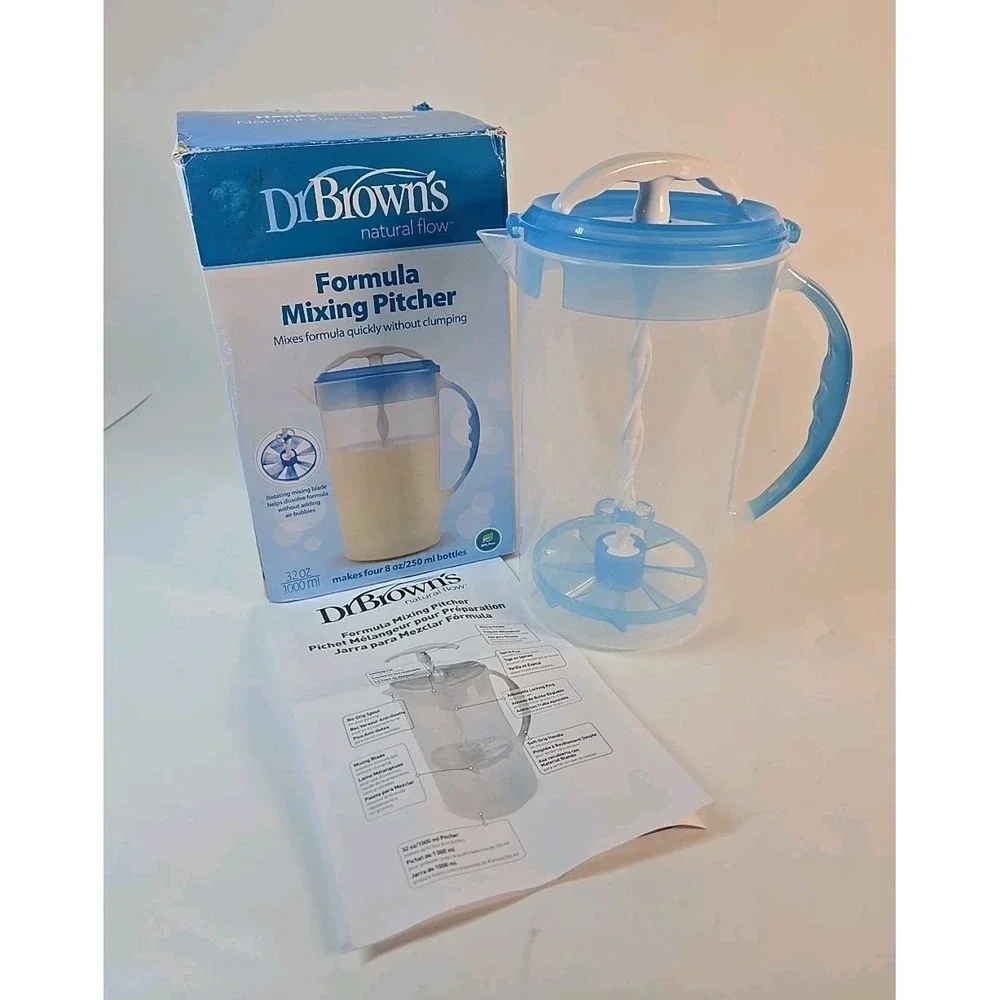 Dr. Brown's Natural Flow Formula Mixing Pitcher 32 oz (Blue) -New -  Open Box